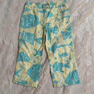 Lilly Pulitzer Pale Yellow and Teal Fish-Print kid’s Pants